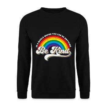 Be Kind LGBT Regenbogen - Unisex Pullover - Schwarz - Vorne - Alina (178cm) & Michal (187cm)