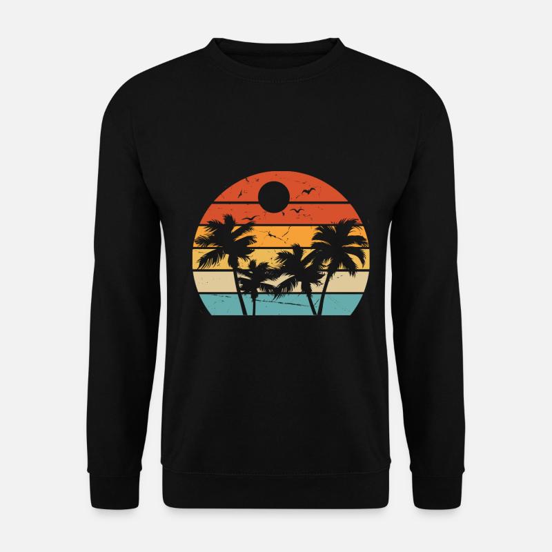 Palmen Kokospalmen Beach Strand Retro - Unisex Pullover - Schwarz