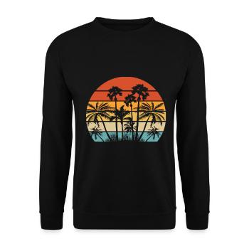 Palmen Kokospalmen Beach Strand Retro - Unisex Pullover - Schwarz - Vorne - Alina (178cm) & Michal (187cm)