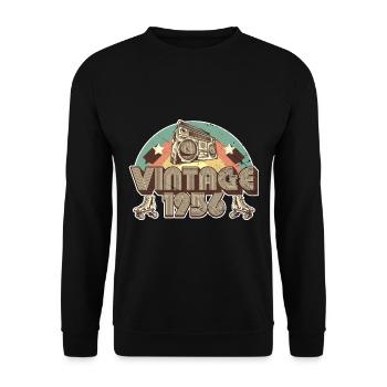 1956 Anniversaire né en 1956 Retro Vintage - Sweat-shirt Unisexe - noir - Devant - Alina (178cm) & Michal (187cm)