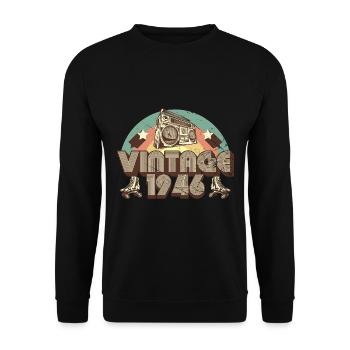 1946 Birthday born in 1946 Retro Vintage - Unisex Sweatshirt - black - Front - Alina (178cm) & Michal (187cm)