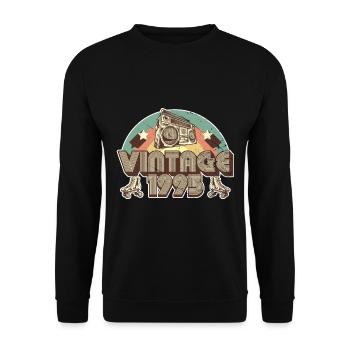1995 Birthday born in 1995 Retro Vintage - Unisex Sweatshirt - black - Front - Alina (178cm) & Michal (187cm)