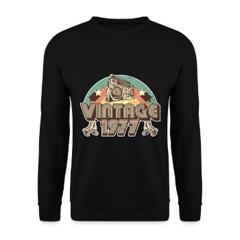1977 Anniversaire né en 1977 Retro Vintage - Sweat-shirt Unisexe - noir - Devant - Alina (178cm) & Michal (187cm)