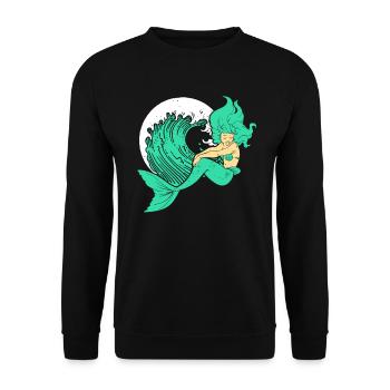 Meerjungfrau Seejungfrau Nixe Märchen - Unisex Pullover - Schwarz - Vorne - Alina (178cm) & Michal (187cm)