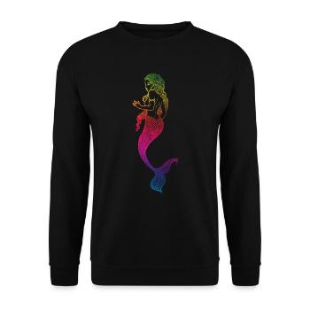 Meerjungfrau Seejungfrau Nixe Märchen - Unisex Pullover - Schwarz - Vorne - Alina (178cm) & Michal (187cm)