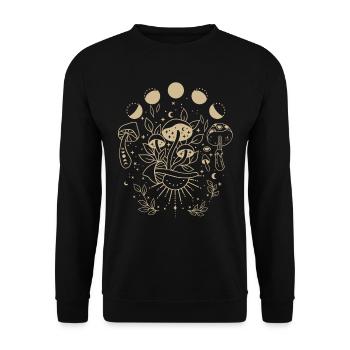 Étoiles Soleil Lune, Boho, ésotérisme, champignons, Magic - Sweat-shirt Unisexe - noir - Devant - Alina (178cm) & Michal (187cm)