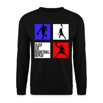 basketball basketball sleep eat basketball repeat - Unisex Sweatshirt - black - Front - Alina (178cm) & Michal (187cm)