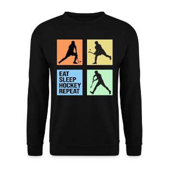 field hockey repeat hockey player retro - Unisex Sweatshirt - black - Front - Alina (178cm) & Michal (187cm)