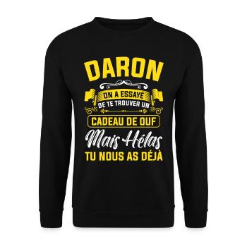 Daron cadeau de ouf mais tu nous as déjà papa - Sweat-shirt Unisexe - noir - Devant - Alina (178cm) & Michal (187cm)
