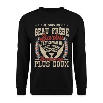 Je suis un beau frère barbu normal fans barbe - Sweat-shirt Unisexe - noir - Devant - Alina (178cm) & Michal (187cm)