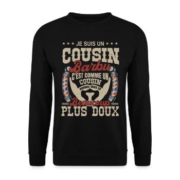 Je suis un cousin barbu normal fans barbe - Sweat-shirt Unisexe - noir - Devant - Alina (178cm) & Michal (187cm)