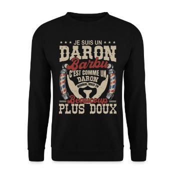 Je suis un daron barbu normal fans barbe - Sweat-shirt Unisexe - noir - Devant - Alina (178cm) & Michal (187cm)