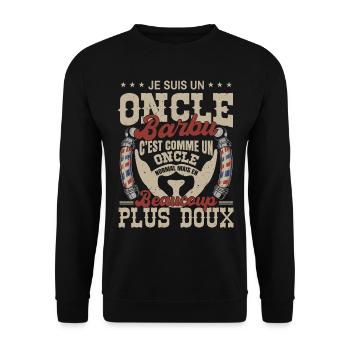Je suis un oncle barbu normal fans barbe - Sweat-shirt Unisexe - noir - Devant - Alina (178cm) & Michal (187cm)