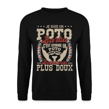 Je suis un poto barbu normal fans barbe - Sweat-shirt Unisexe - noir - Devant - Alina (178cm) & Michal (187cm)