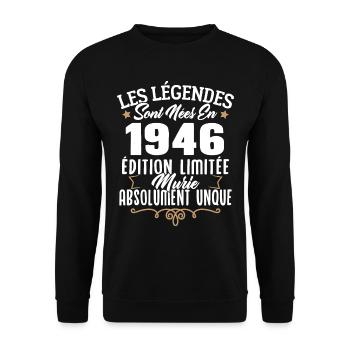 Les légendes sont nées en 1946 édition limitée - Sweat-shirt Unisexe - noir - Devant - Alina (178cm) & Michal (187cm)