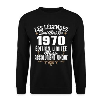 Les légendes sont nées en 1970 édition limitée - Sweat-shirt Unisexe - noir - Devant - Alina (178cm) & Michal (187cm)