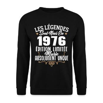 Les légendes sont nées en 1976 édition limitée - Sweat-shirt Unisexe - noir - Devant - Alina (178cm) & Michal (187cm)
