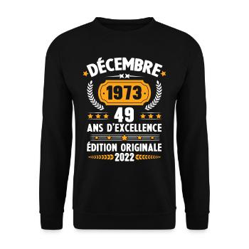 Cadeau D'anniversaire Rétro 49 Ans Décembre 1973 - Sweat-shirt Unisexe - noir - Devant - Alina (178cm) & Michal (187cm)
