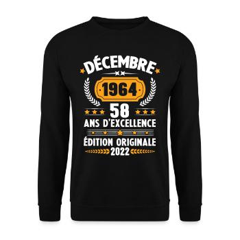 Cadeau D'anniversaire Rétro 58 Ans Décembre 1964 - Sweat-shirt Unisexe - noir - Devant - Alina (178cm) & Michal (187cm)