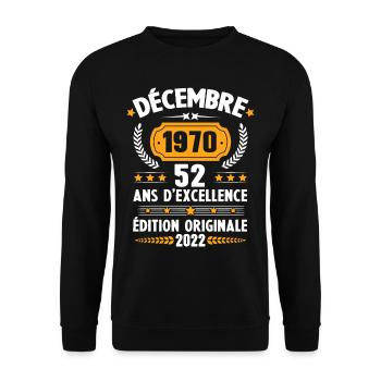 Cadeau D'anniversaire Rétro 52 Ans Décembre 1970 - Sweat-shirt Unisexe - noir - Devant - Alina (178cm) & Michal (187cm)