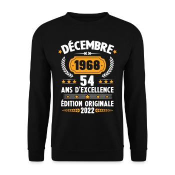 Cadeau D'anniversaire Rétro 54 Ans Décembre 1968 - Sweat-shirt Unisexe - noir - Devant - Alina (178cm) & Michal (187cm)