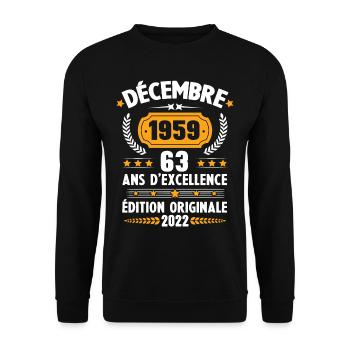 Cadeau D'anniversaire Rétro 63 Ans Décembre 1959 - Sweat-shirt Unisexe - noir - Devant - Alina (178cm) & Michal (187cm)