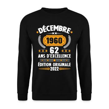Cadeau D'anniversaire Rétro 62 Ans Décembre 1960 - Sweat-shirt Unisexe - noir - Devant - Alina (178cm) & Michal (187cm)