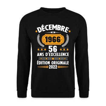 Cadeau D'anniversaire Rétro 56 Ans Décembre 1966 - Sweat-shirt Unisexe - noir - Devant - Alina (178cm) & Michal (187cm)