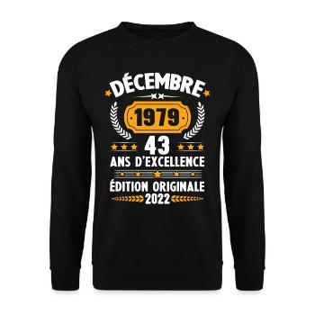 Cadeau D'anniversaire Rétro 43 Ans Décembre 1979 - Sweat-shirt Unisexe - noir - Devant - Alina (178cm) & Michal (187cm)