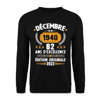 Cadeau D'anniversaire Rétro 82 Ans Décembre 1940 - Sweat-shirt Unisexe - noir - Devant - Alina (178cm) & Michal (187cm)
