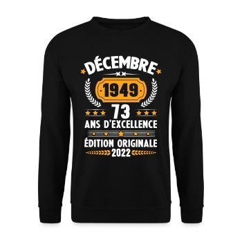 Cadeau D'anniversaire Rétro 73 Ans Décembre 1949 - Sweat-shirt Unisexe - noir - Devant - Alina (178cm) & Michal (187cm)