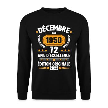 Cadeau D'anniversaire Rétro 72 Ans Décembre 1950 - Sweat-shirt Unisexe - noir - Devant - Alina (178cm) & Michal (187cm)