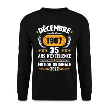 Cadeau D'anniversaire Rétro 35 Ans Décembre 1987 - Sweat-shirt Unisexe - noir - Devant - Alina (178cm) & Michal (187cm)