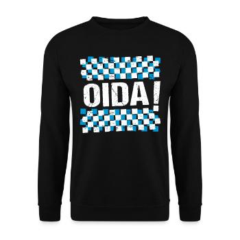Oida Boarisch Bayern Oida! - Unisex Pullover - Schwarz - Vorne - Alina (178cm) & Michal (187cm)