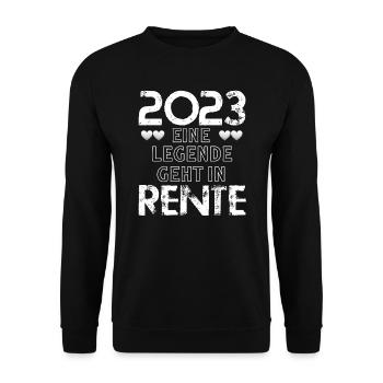 2023 eine Legende geht in Rente - Unisex Pullover - Schwarz - Vorne - Alina (178cm) & Michal (187cm)