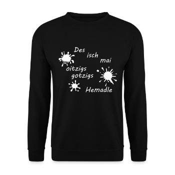Des isch mai oitzigs gotzigs Hemadle - white - Unisex Pullover - Schwarz - Vorne - Alina (178cm) & Michal (187cm)