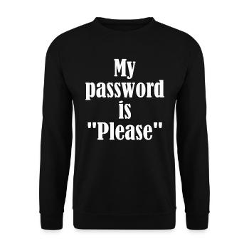 My Password is Please - white - Unisex Sweatshirt - black - Front - Alina (178cm) & Michal (187cm)