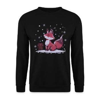 Winter-Schneefuchs - Unisex Pullover - Schwarz - Vorne - Alina (178cm) & Michal (187cm)
