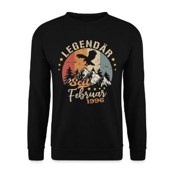 Legendary since February 1996 Birthday 1996 - Unisex Sweatshirt - black - Front - Alina (178cm) & Michal (187cm)