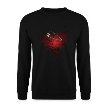 Cracks Heart and Safety Pins Gift - Unisex Sweatshirt - black - Front - Alina (178cm) & Michal (187cm)