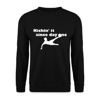 Kickin' it since first day - blanc - Sweat-shirt Unisexe - noir - Devant - Alina (178cm) & Michal (187cm)