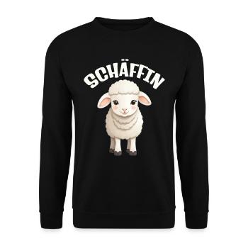 Die Schäffin lustige Chefin Schaf - Unisex Pullover - Schwarz - Vorne - Alina (178cm) & Michal (187cm)