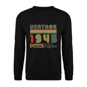1945 Birthday 1945 Vintage Birthday 1945 - Unisex Sweatshirt - black - Front - Alina (178cm) & Michal (187cm)