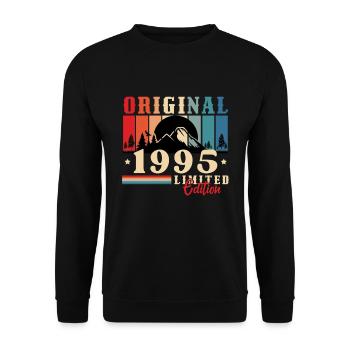 1995 Geburtstag Geboren im Jahrgang 1995 Retro. Editio - Unisex Pullover - Schwarz - Vorne - Alina (178cm) & Michal (187cm)