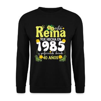 40 ans anniversaire cadeau femme fabriqué en 1985 - Sweat-shirt Unisexe - noir - Devant - Alina (178cm) & Michal (187cm)