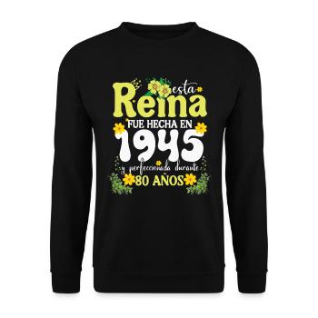 80 Years Birthday Gift Woman Made In 1945 - Unisex Sweatshirt - black - Front - Alina (178cm) & Michal (187cm)