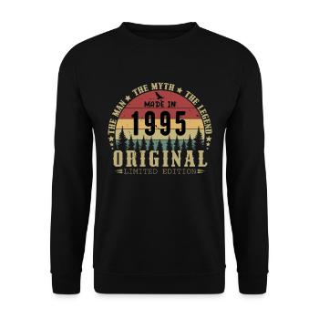 1995 Vintage Geboren 1995 Vintage Geburtstagsgeschenk - Unisex Pullover - Schwarz - Vorne - Alina (178cm) & Michal (187cm)