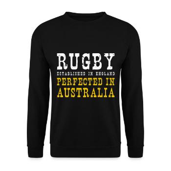 Rugby Perfected In Australia Rugby - Unisex Pullover - Schwarz - Vorne - Alina (178cm) & Michal (187cm)