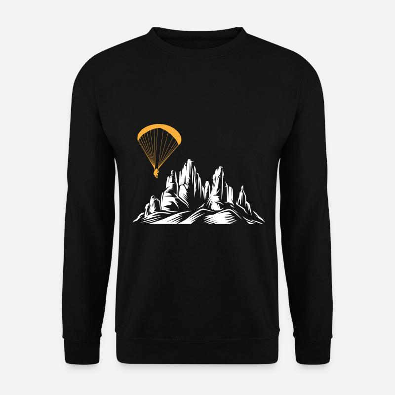 Retro Paragliding Silhouette Paragleiten Berge - Unisex Pullover - Schwarz