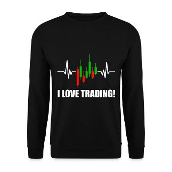 I Love Trading Heartbeat Chart for Day Trader - Unisex Pullover - Schwarz - Vorne - Alina (178cm) & Michal (187cm)